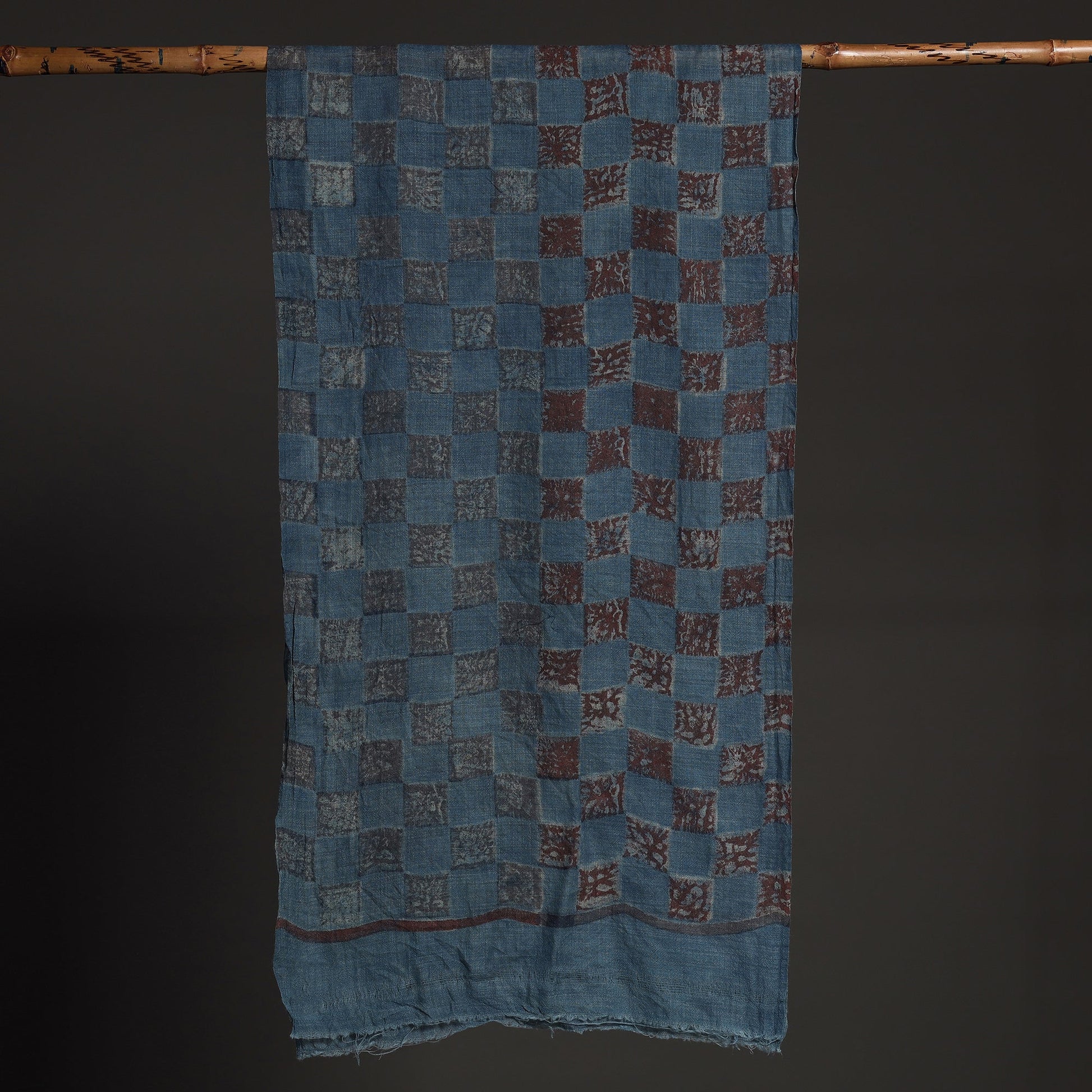 Blue - Akola Hand Block Printed Pure Woolen Stole