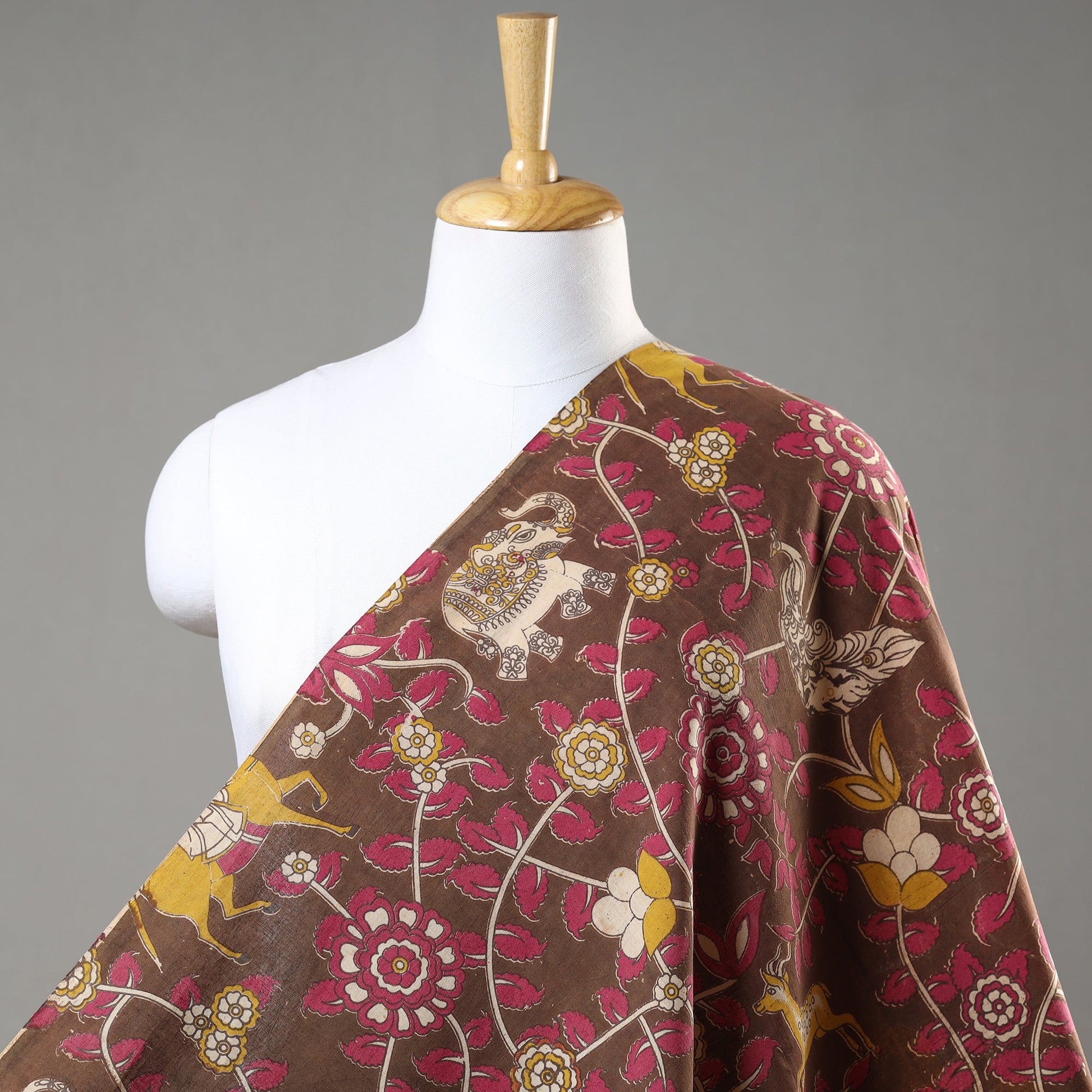 Brown - Kalamkari Printed Cotton Fabric
