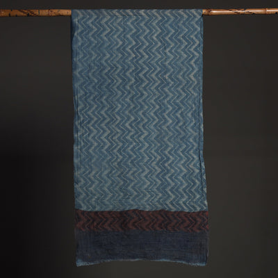 Blue - Akola Hand Block Printed Pure Woolen Stole