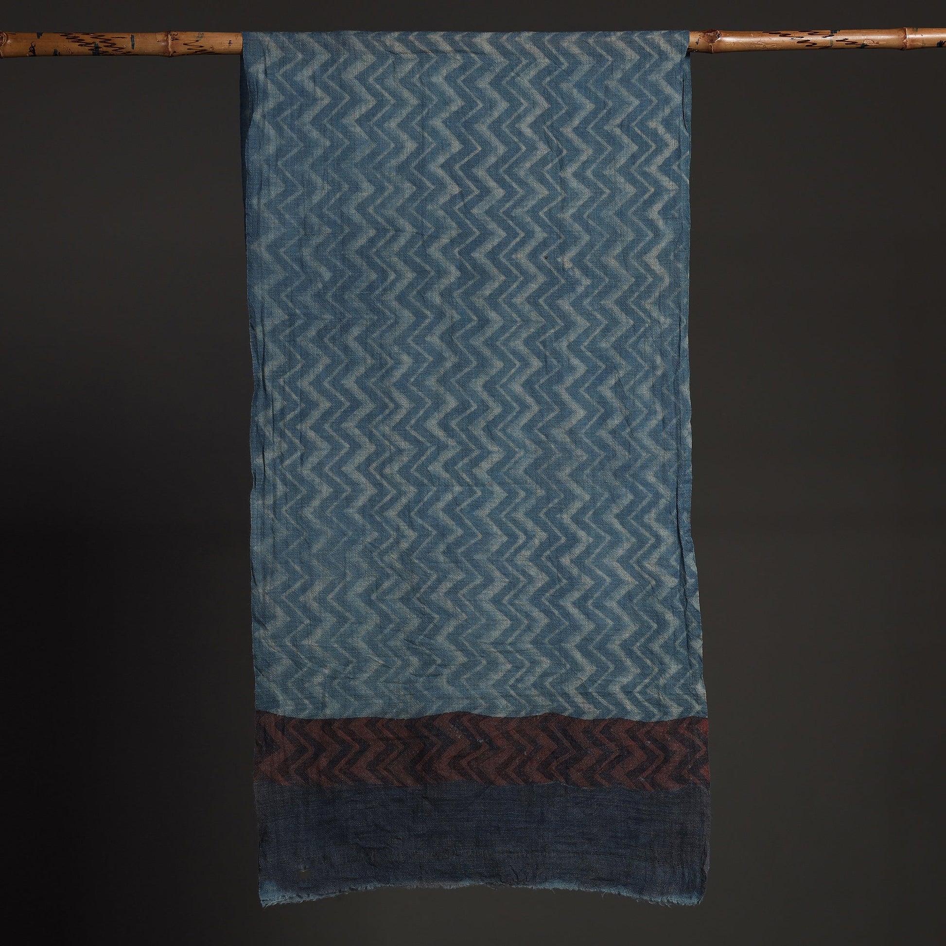 Blue - Akola Hand Block Printed Pure Woolen Stole