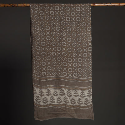 Brown - Akola Hand Block Printed Pure Woolen Stole
