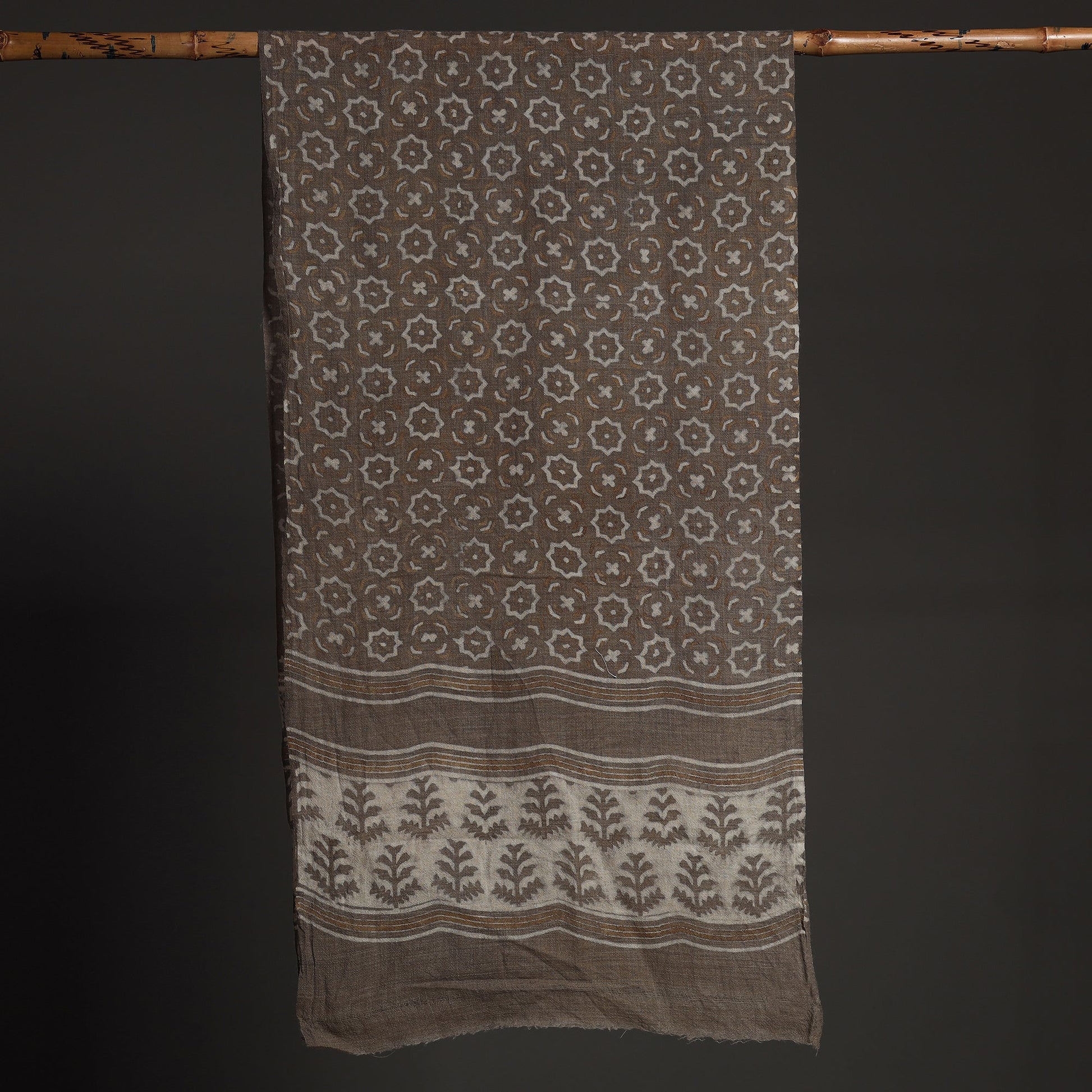 Brown - Akola Hand Block Printed Pure Woolen Stole
