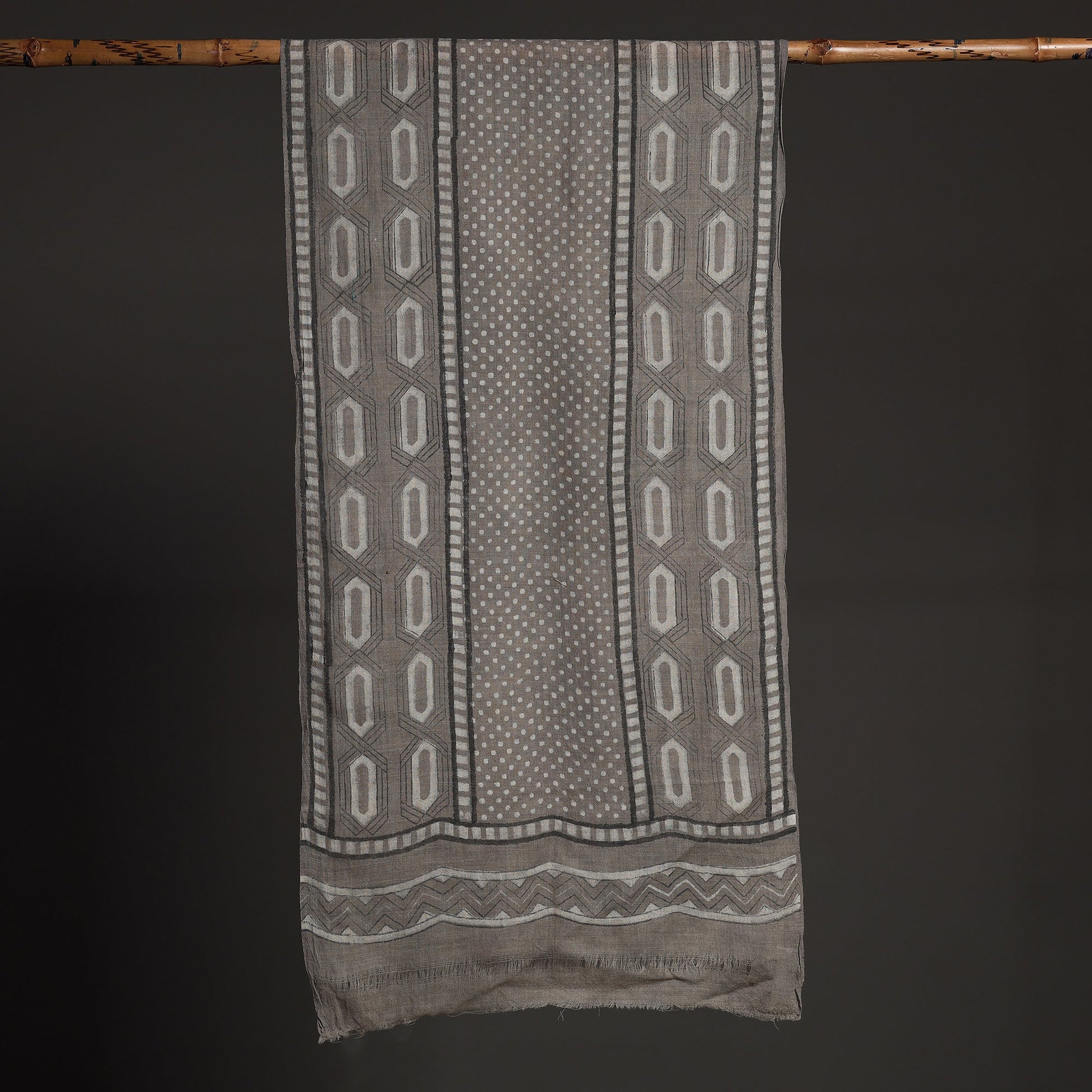 Brown - Akola Hand Block Printed Pure Woolen Stole