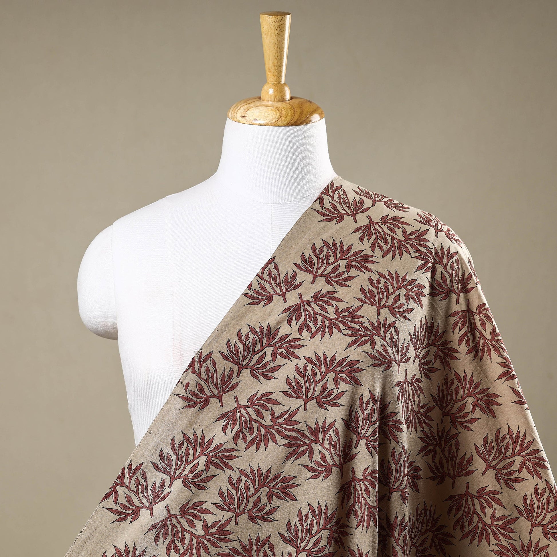 Brown - Mangalgiri Block Printed Handwoven Cotton Fabric