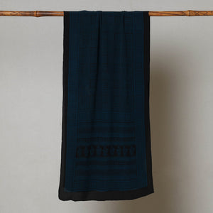 Blue - Bagh Hand Block Printed Crepe Silk Stole