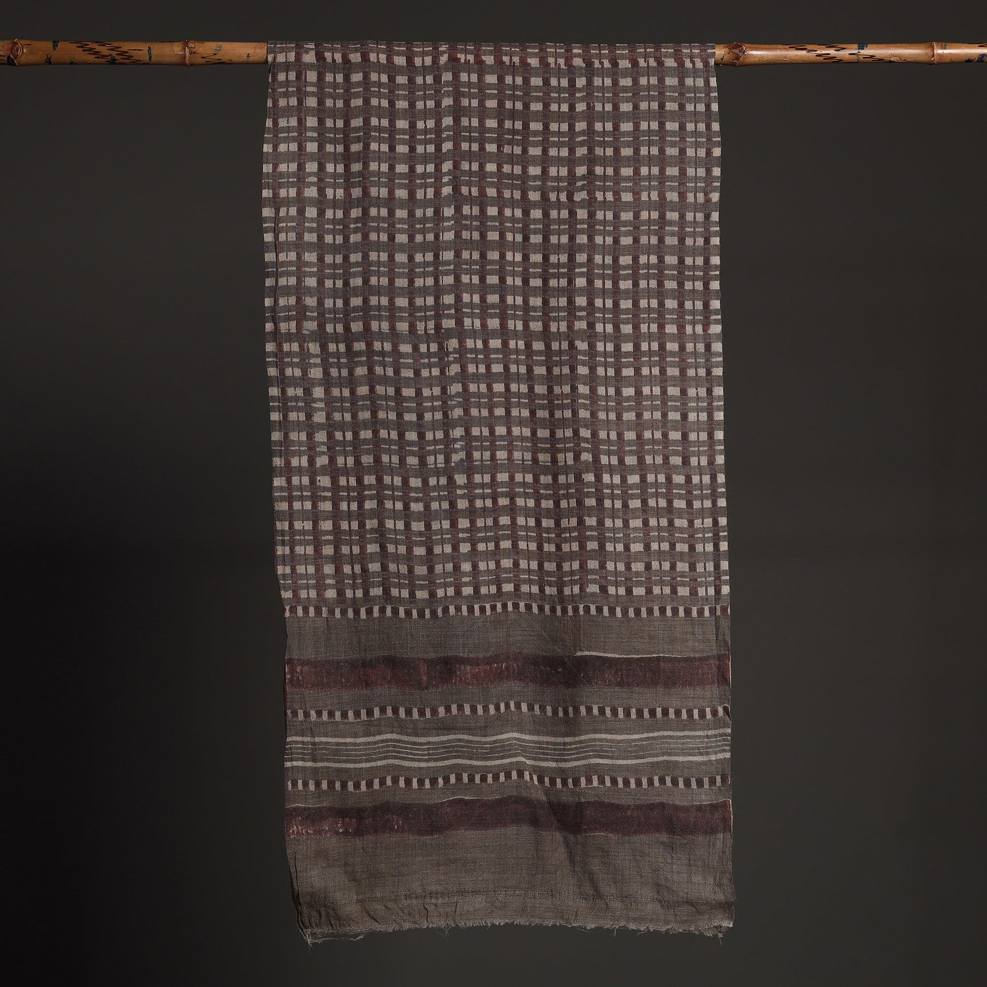 Brown - Akola Hand Block Printed Pure Woolen Stole