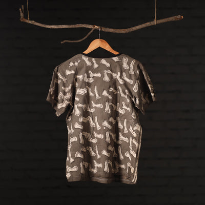 Brown - Bindaas Natural Dyed Art Block Print Women Round Neck T-shirt in Cotton
