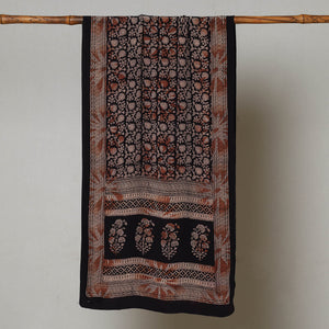 Black - Bagh Hand Block Printed Crepe Silk Stole