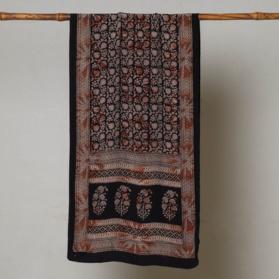 Black - Bagh Hand Block Printed Crepe Silk Stole