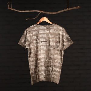 Brown - Bindaas Natural Dyed Art Block Print Women Round Neck T-shirt in Cotton
