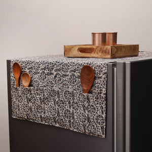Beige - Kalamkari Block Printed Fridge Cover with Handle Cover 03