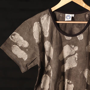 Brown - Bindaas Natural Dyed Art Block Print Women Round Neck T-shirt in Cotton