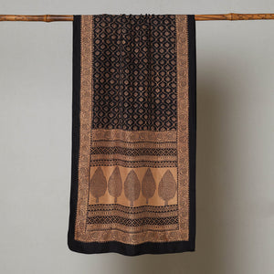 Brown - Bagh Hand Block Printed Mulberry Silk Stole