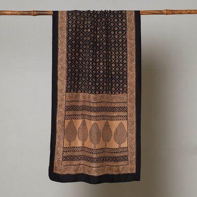 Brown - Bagh Hand Block Printed Mulberry Silk Stole