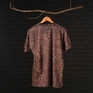 Brown - Bindaas Block Art Printed Cotton Round Neck T-shirt