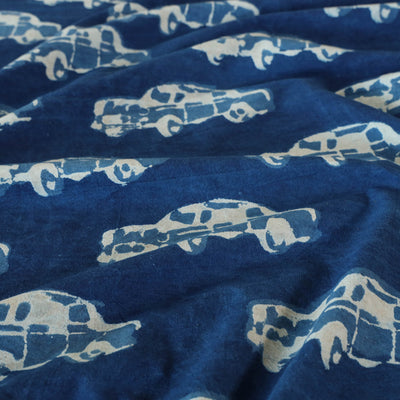 Blue - Block Art Print Cotton Double Bindaas Bed Sheet (110 x 93 in)