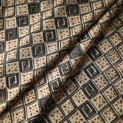 Beige - Kalamkari Block Printed Cotton Fabric