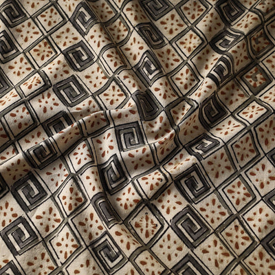 Beige - Kalamkari Block Printed Cotton Fabric
