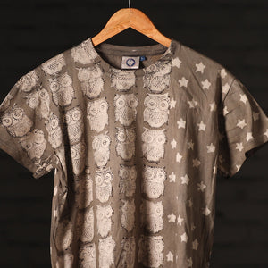 Brown - Bindaas Natural Dyed Art Block Print Round Neck T-shirt in Pure Cotton