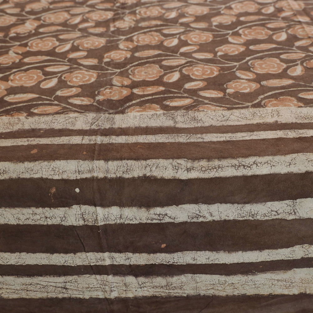 Brown - Block Art Print Cotton Double Bindaas Bed Sheet (110 x 93 in)