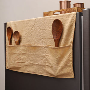 Beige - Kantha Stitch Cotton Fridge Top Cover 09