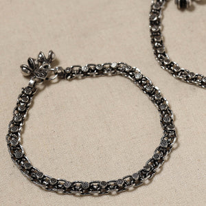 Antique Finish Oxidised German Silver Payal (pair)