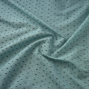 Blue - Floral Embroidered Cotton Hakoba Fabric 23