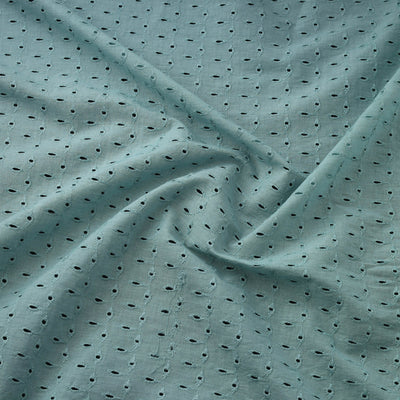 Blue - Floral Embroidered Cotton Hakoba Fabric 23