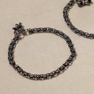Antique Finish Oxidised German Silver Payal (pair)