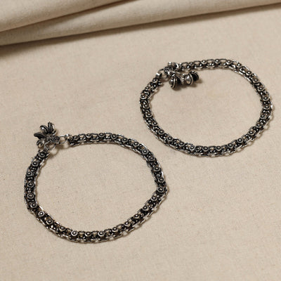 Antique Finish Oxidised German Silver Payal (pair)