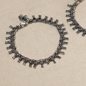 Antique Finish Oxidised German Silver Payal (pair)