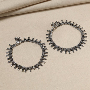 Antique Finish Oxidised German Silver Payal (pair)