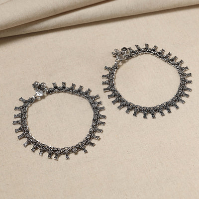 Antique Finish Oxidised German Silver Payal (pair)