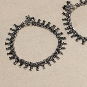 Antique Finish Oxidised German Silver Payal (pair)