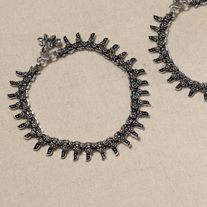 Antique Finish Oxidised German Silver Payal (pair)