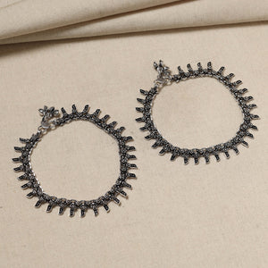 Antique Finish Oxidised German Silver Payal (pair)