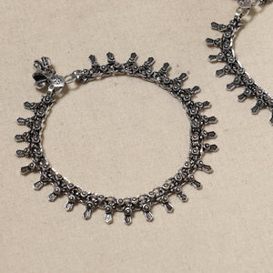 Antique Finish Oxidised German Silver Payal (pair)