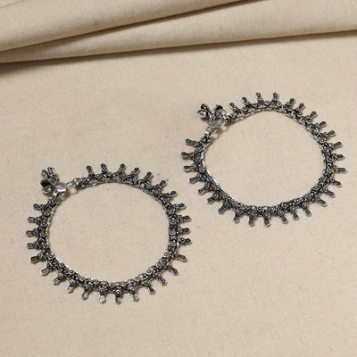 Antique Finish Oxidised German Silver Payal (pair)