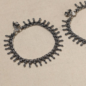 Antique Finish Oxidised German Silver Payal (pair)