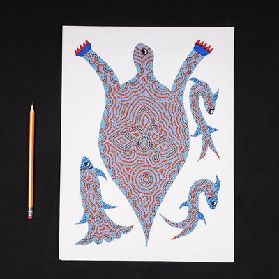 Bhil Pithora Painting on Paper by Geeta Bariya (12 x 16 in)