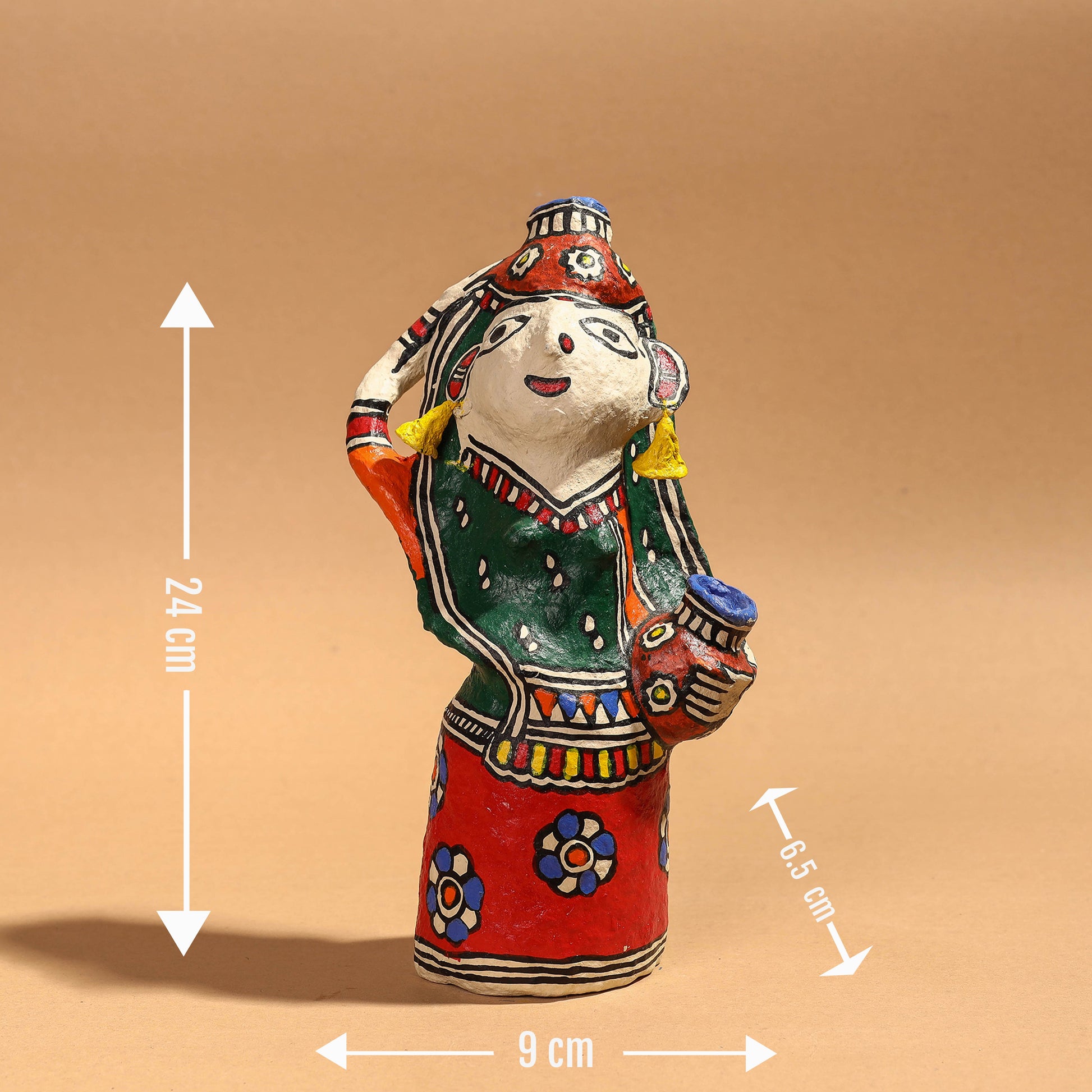 Doll - Madhubani Handpainted Paper Mache Home Decor Item