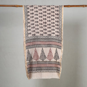 Beige - Bagh Hand Block Printed Chanderi Silk Stole