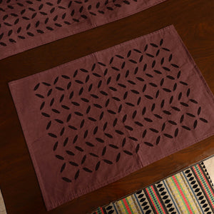 Brown - Applique Cut Work Table Runner with Table Mat Set 87