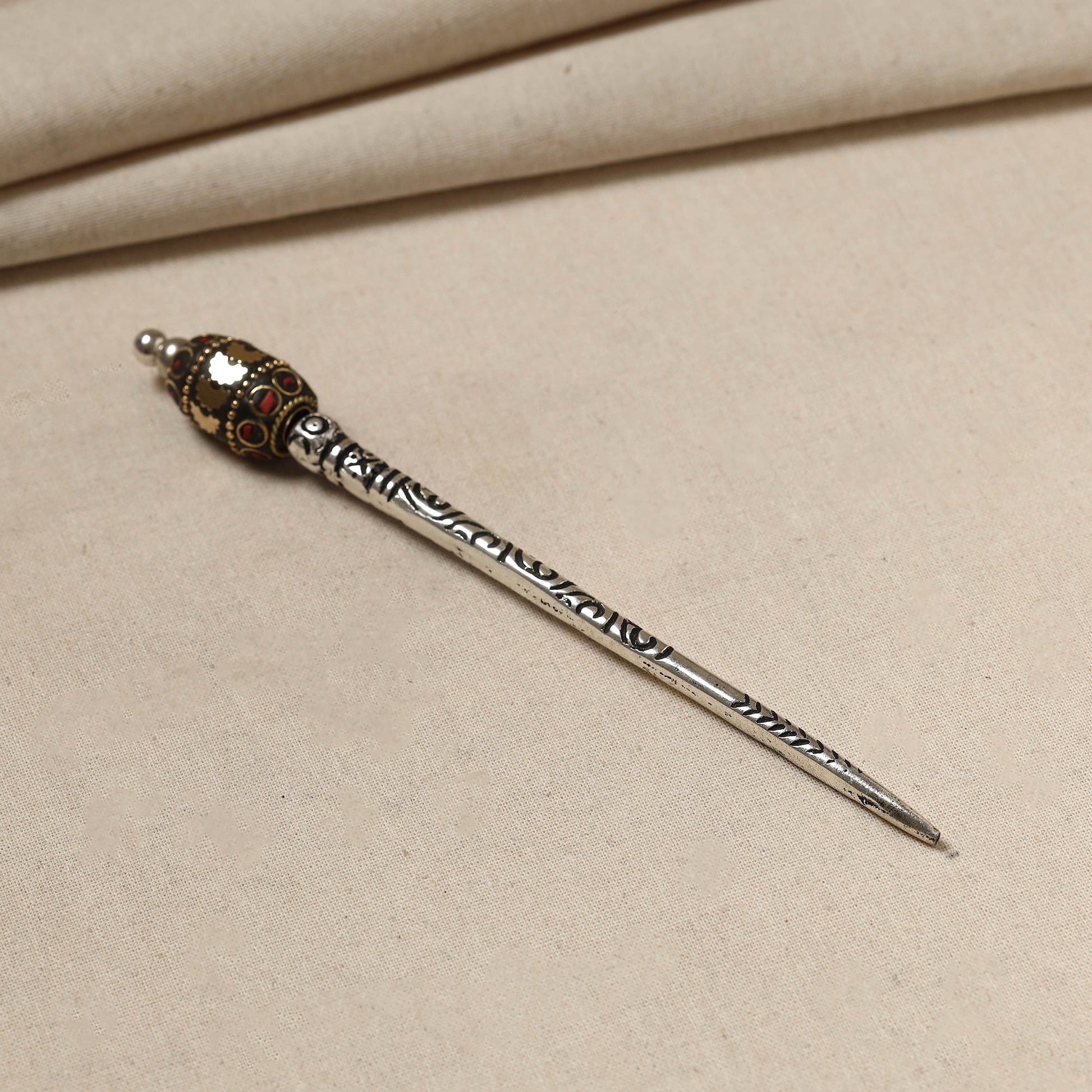 Antique Finish Oxidised German Silver Juda Stick