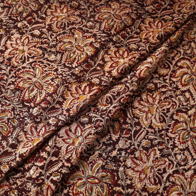 Brown - Kalamkari Block Printed Cotton Fabric