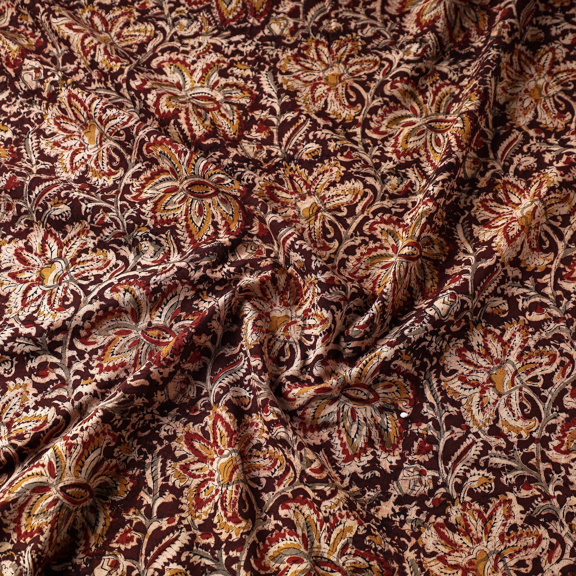 Brown - Kalamkari Block Printed Cotton Fabric