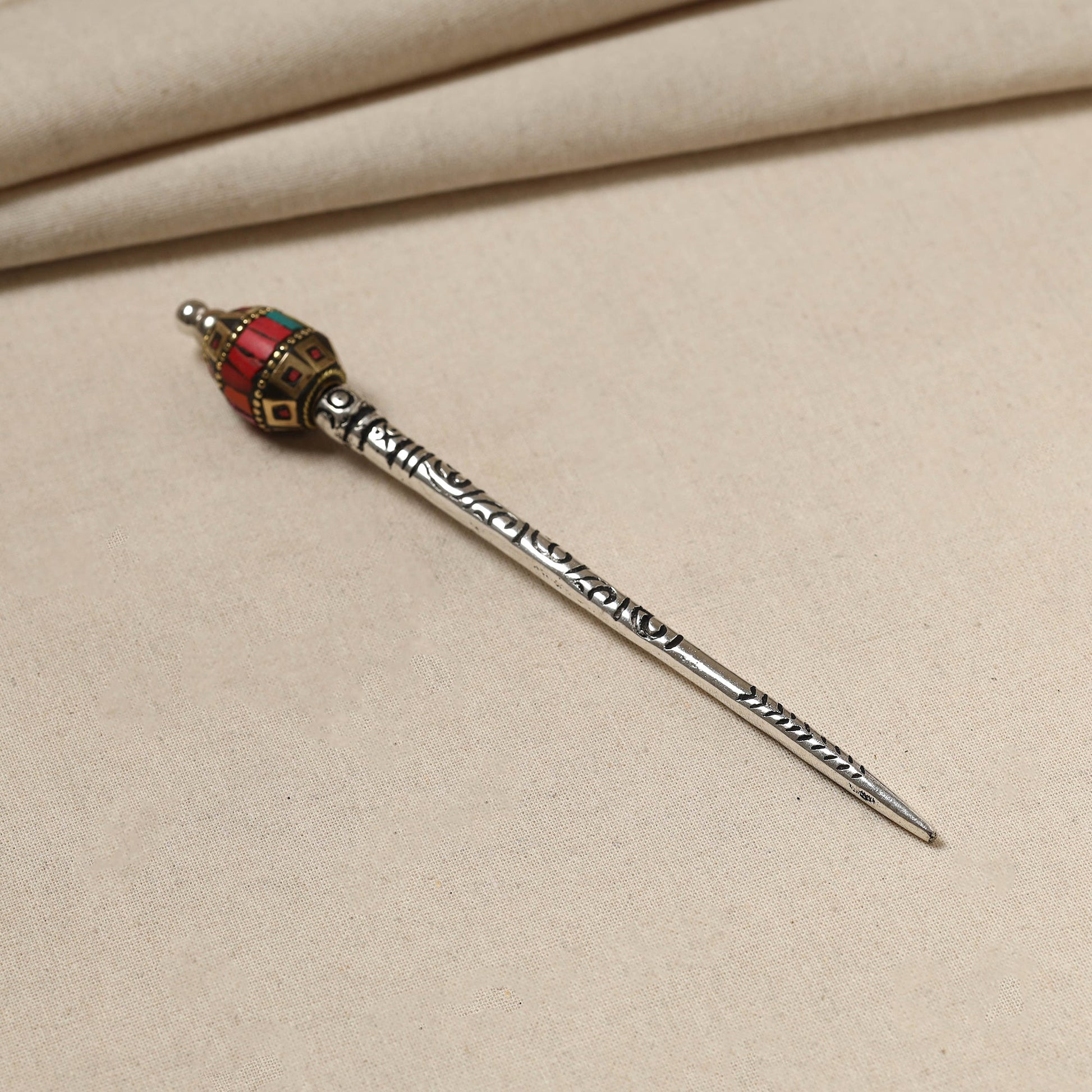 Antique Finish Oxidised German Silver Juda Stick