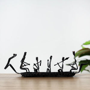 Bastar Tribal Wrought Iron Ship 5 Men Candle Stand