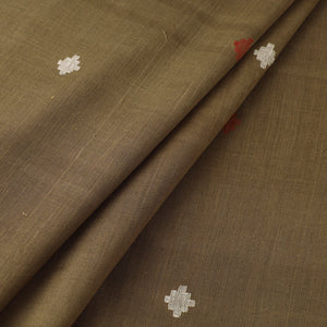 Brown - Handspun Handloom Natural Dyed Cotton Jamdani Fabric 09