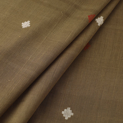 Brown - Handspun Handloom Natural Dyed Cotton Jamdani Fabric 09